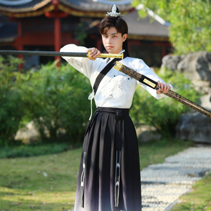 加大码渐变汉服男士胖子可穿武侠剧本杀青年高中艺术毕业班服表演