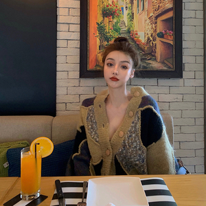 张旅菲 等跑单 羊毛开衫外套女新款针织秋冬宽松慵