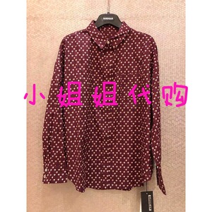 正品哥弟新款2021春款酒红色波点长袖衬衫1300545-1a72225-001