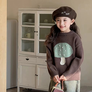 韩系女童毛衣洋气2024春新款儿童韩版针织毛线衫春季套头女孩上衣