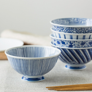 有田烧高脚防烫米饭碗日式复古日本陶瓷碗家用吃饭餐具礼品碗套装