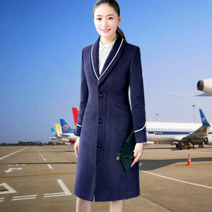 南航空姐职业毛呢大衣女2021新款商务酒店售楼处工装案场制服冬季