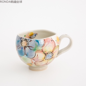 日本进口虚空藏窑 风之舞语九谷烧手工日式陶瓷杯子创意茶杯300ml
