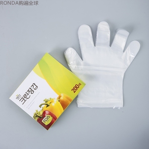 韩国进口MYUNGJIN厨房透明加厚薄膜一次性手套PE塑料洗碗手套套装