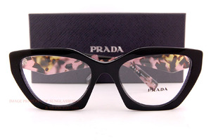 新款正品 PRADA 09YV 女士眼镜架镜框 21B 黑色/粉玳瑁色