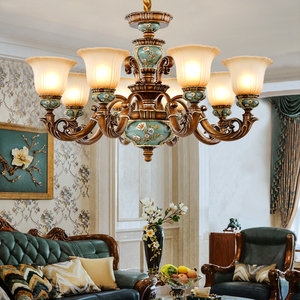 欧式吊灯客厅灯奢华大气复古灯别墅复式楼美式古典树脂吊灯