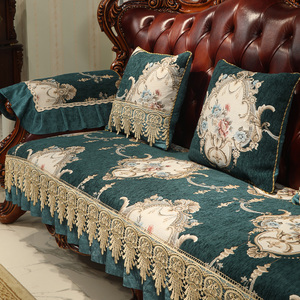 欧式皮沙发垫冬款厚套罩高档奢华美式四季通用防滑雪尼尔沙发坐垫