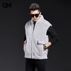 16欧呈旗舰店天猫ollcenn 貂皮大衣水貂帅气裘皮海宁皮草男士马甲