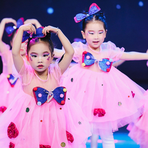 六一儿童演出服女童蓬蓬纱裙粉色小可爱舞蹈公主裙幼儿园合唱表演
