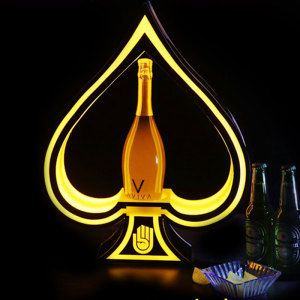 酒吧洋酒展示架ktv香槟酒托架子夜场led酒柜亚克力黑桃a发光酒座