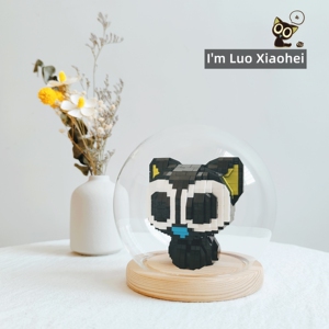 罗小黑积木乐高女孩子微小颗粒拼装拼插玩具公仔立体拼图生日礼物