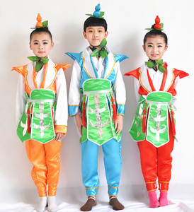 儿童葫芦娃演出服成人葫芦娃兄弟衣服男女幼儿七色葫芦娃葫芦头饰
