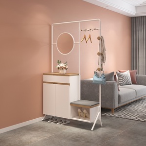 轻奢玄关柜鞋柜一体屏风隔断衣帽架带镜子置物柜入户进门装饰柜子