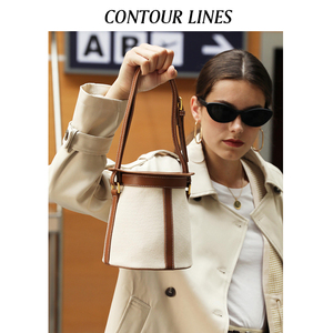 图尔花园contourlines帆布水桶轻奢包女灯笼斜挎圆筒手提包包小众