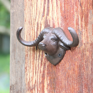 田园复古朴做旧欧式铸铁艺庭院创意墙壁动物牛头衣帽钩装饰挂钩