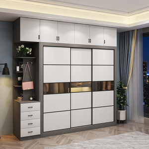 华北渠道网购淘宝简约推拉门衣柜家用卧室吊移门衣柜大容量储物二三