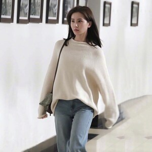 流金岁月刘诗诗同款衣服女士毛衣慵懒高级感高腰遮肉显瘦牛仔裤春