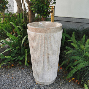 002人付款淘宝石头洗手台盆一体户外庭院洗脸池石头室外水池阳台落地