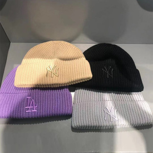 韩国mlb毛线帽女2021秋冬新款大标ny针织帽男女同款韩版帽子潮