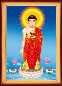 南无阿弥陀佛莲花台站像5d魔方钻石画十字绣佛教西方三圣佛祖菩萨