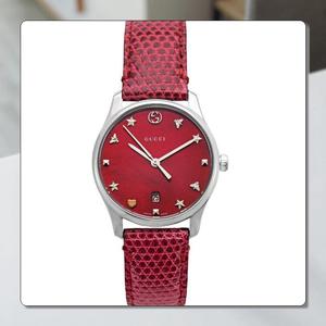 海外代购正品gucci古驰手表蛇纹红色皮带时尚休闲女表ya126584