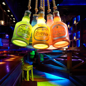 欧式创意酒吧吧台吊灯店铺ktv餐厅个性单头复古酒瓶单头装饰灯具