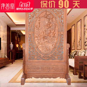 淘宝 东阳木雕实木落地屏风迎客松落插屏座屏中式客厅卧室雕花玄关