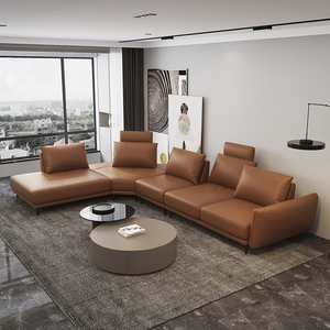沙发头层牛皮现代简约客厅转角功能左右贵妃极简全皮沙发45人付款