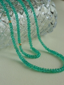 18k金天然祖母绿算盘珠项链38+5cm35克拉颈链