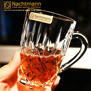 德国原装进口水晶玻璃耐热水杯家用咖啡杯茶杯带把啤酒果汁水晶杯