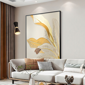 立体手绘真金箔家大业大客厅沙发背景墙装饰画轻奢大气玄关墙挂画