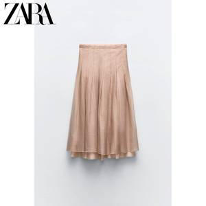 五月ZARA24夏季新品女装透明硬纱迷笛裙3920058687