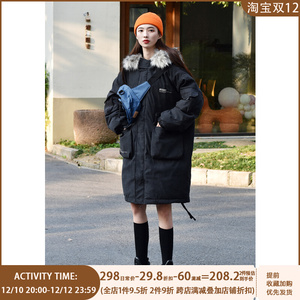 派克棉服女2022年冬季新款韩版宽松加厚中长款大毛领工装棉衣外套