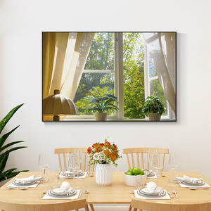 法式假窗户风景装饰画餐厅挂画北欧风格客厅卧室墙画可遮挡电表箱