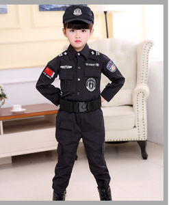 儿童黑猫警长服装长袖特警衣服交警制服男童小公安女童警察演出服