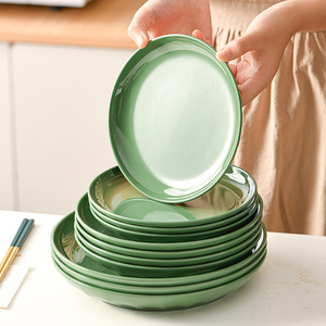 盘子菜盘家用圆形创意餐具碟子菜碟餐盘水果盘塑料装菜盘子早餐盘