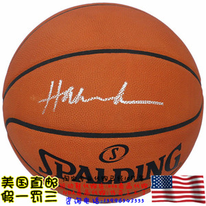美国代购 火箭队 奥拉朱旺 亲笔签名 斯伯丁篮球 fanatics认证