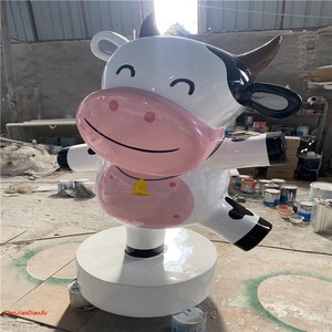 玻璃钢动物奶牛卡通雕塑树脂工艺品摆件园林公园广场售楼处装饰品