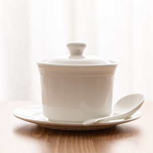 家用骨瓷隔水炖燕窝炖盅小陶瓷蒸蛋带盖汤盅白瓷一人份煲汤锅瓦罐