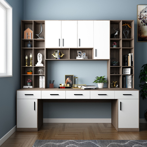 实木写字桌电脑桌简约书架家用组合现代书桌阳台定制定做一体书柜