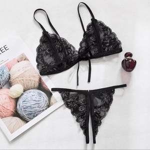 性感三点女式开裆破洞透明蕾丝免脱情趣镂空文胸情绪内衣激情套装