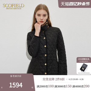Scofield女装翻领棉衣棉服加厚保暖黑色棉袄外套2024春季新款