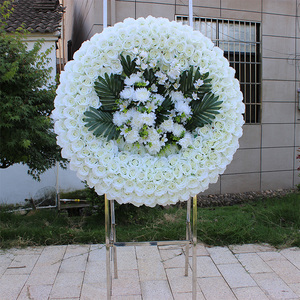 新款绢花圈直径1米假花圈拱形高档玫瑰大花圈殡葬专用摆放花包邮