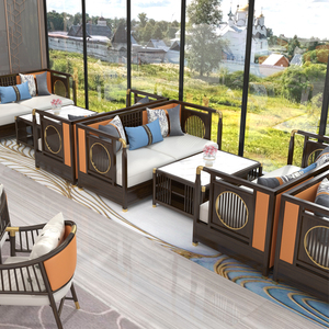 新中式售楼处部洽谈双人沙发酒店大堂茶楼禅意休闲区接待卡座桌椅