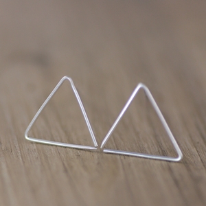 素元 三角形耳环女 欧美手工纯银防过敏几何型个性时尚耳坠可订制