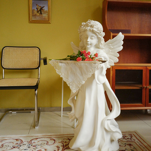 爱丽丝托盘天使客厅家居装饰美式复古大雕像法式雕塑大号落地摆件