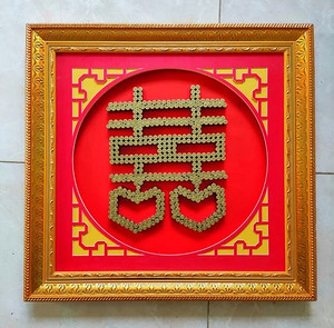 子弹壳工艺品喜字福字92纯铜子弹壳相框百年好合结婚送礼设计定制