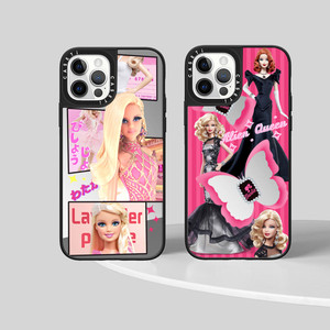 芭比娃娃贴纸标签联名 适用苹果iPhone14pro max手机壳12镜面13潮牌防摔iPhone13pro max保护套镜子卡通创意