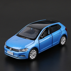 大众polo轿车六开门避震可转向合金车模声光玩具车仿真小汽车模型