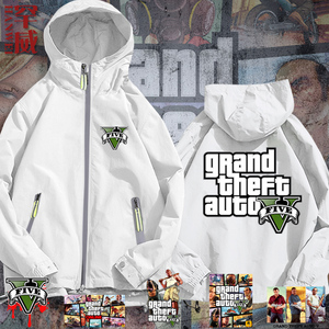 gta侠盗游戏5周边猎车手夹克连帽男女外套休闲帽衫拉链带帽上衣服